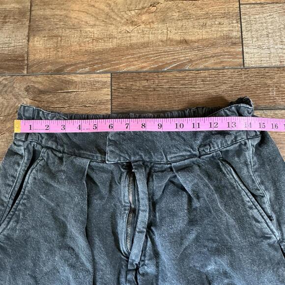 Size M - Free People Womens High Road Black Barrel Pants Linen Blend #32529 - Picture 3 of 9